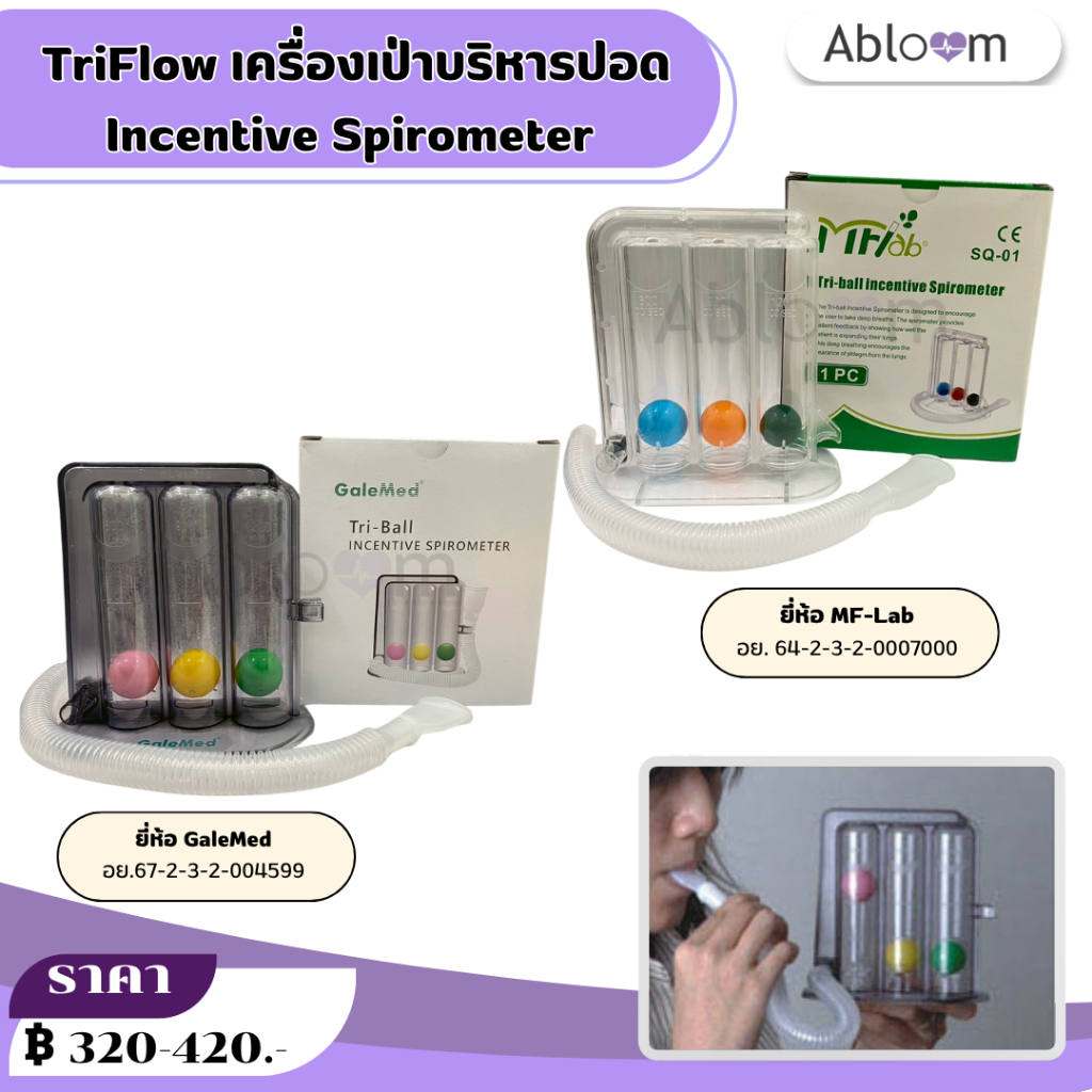 TriFlow เครื่องเป่าบริหารปอด Incentive Spirometer ฝึกการหายใจ