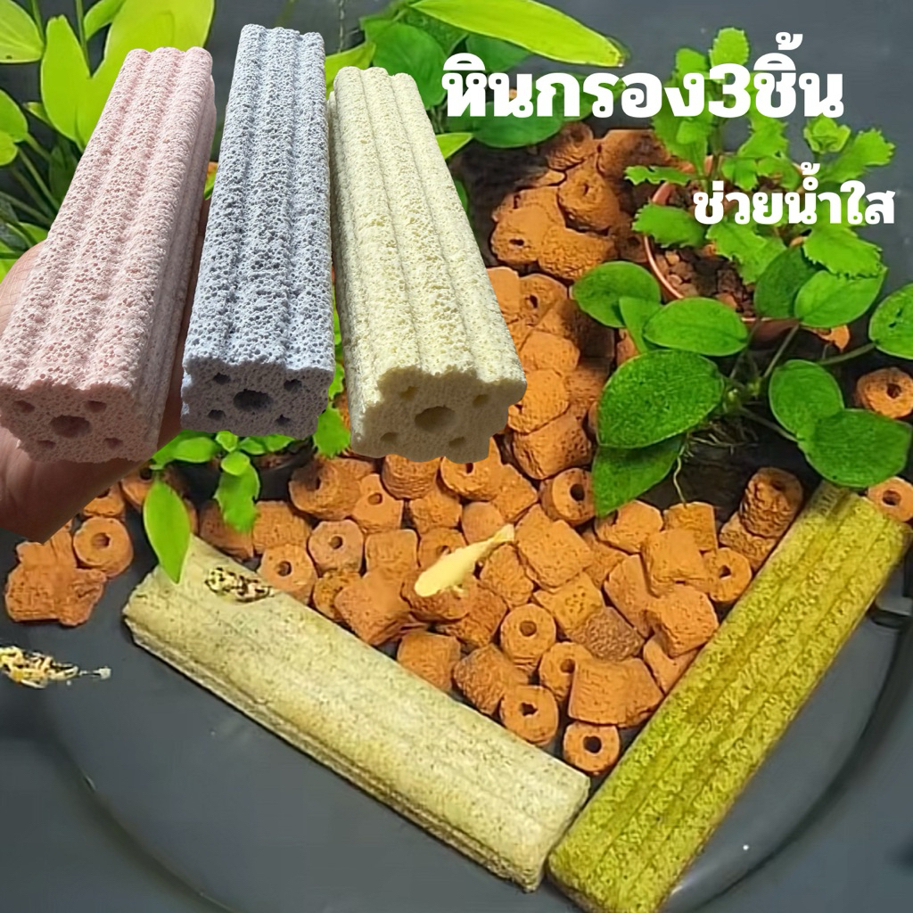 หินกรอง🥇 ช่วยน้ำใส (3ชิ้น)🪼🐟