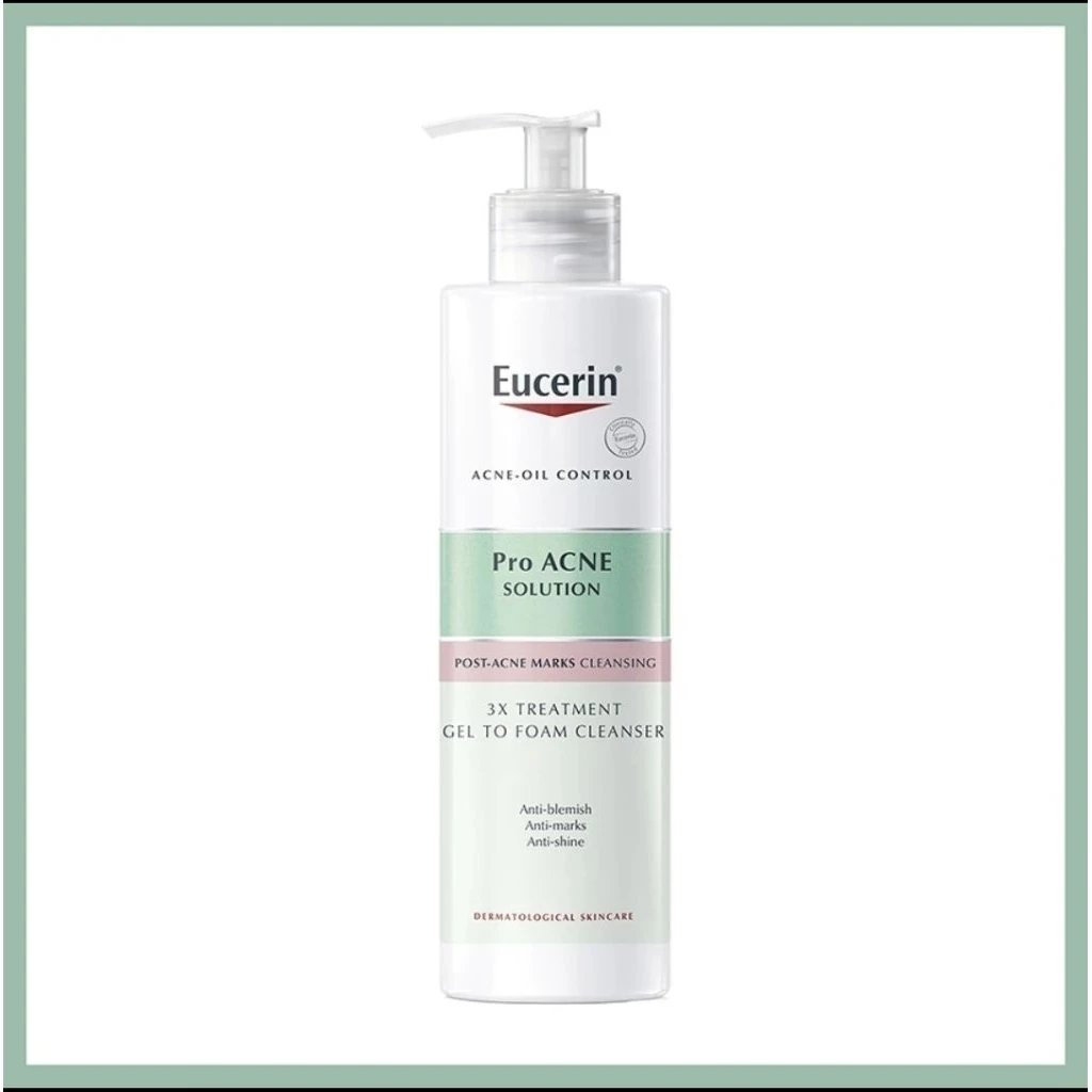 Eucerin ProACNE Solution 3X Treatment Gel to Foam Cleanser 400ml | Acne & Blemish Prone | Derma Skincare [PA]