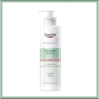 Eucerin ProACNE Solution 3X Treatment Gel to Foam Cleanser 400ml | Acne & Blemish Prone | Derma Skincare [PA]