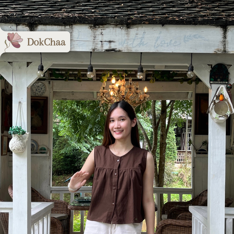 เสื้อแขนกุดกระดุมหน้า เรียบง่ายทรงน่ารัก สีสบายตามากๆ ผ้าฝ้ายใส่สบายไม่ร้อน เสื้อพื้นเมืองเชียงใหม่ ✿