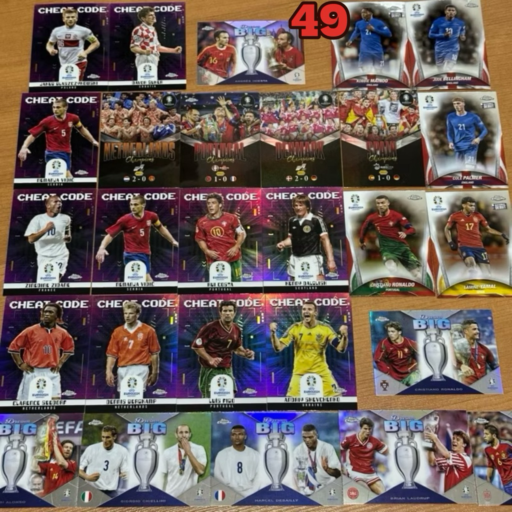 การ์ดฟุตบอล INSERT TOPPS CHROME EURO2024 ทั้งตำนานและดาวรุ่งชั้นนำ สะท้อนแสงทุกใบ นำโดย YAMAL MAINOO RONALDO ZIDANE