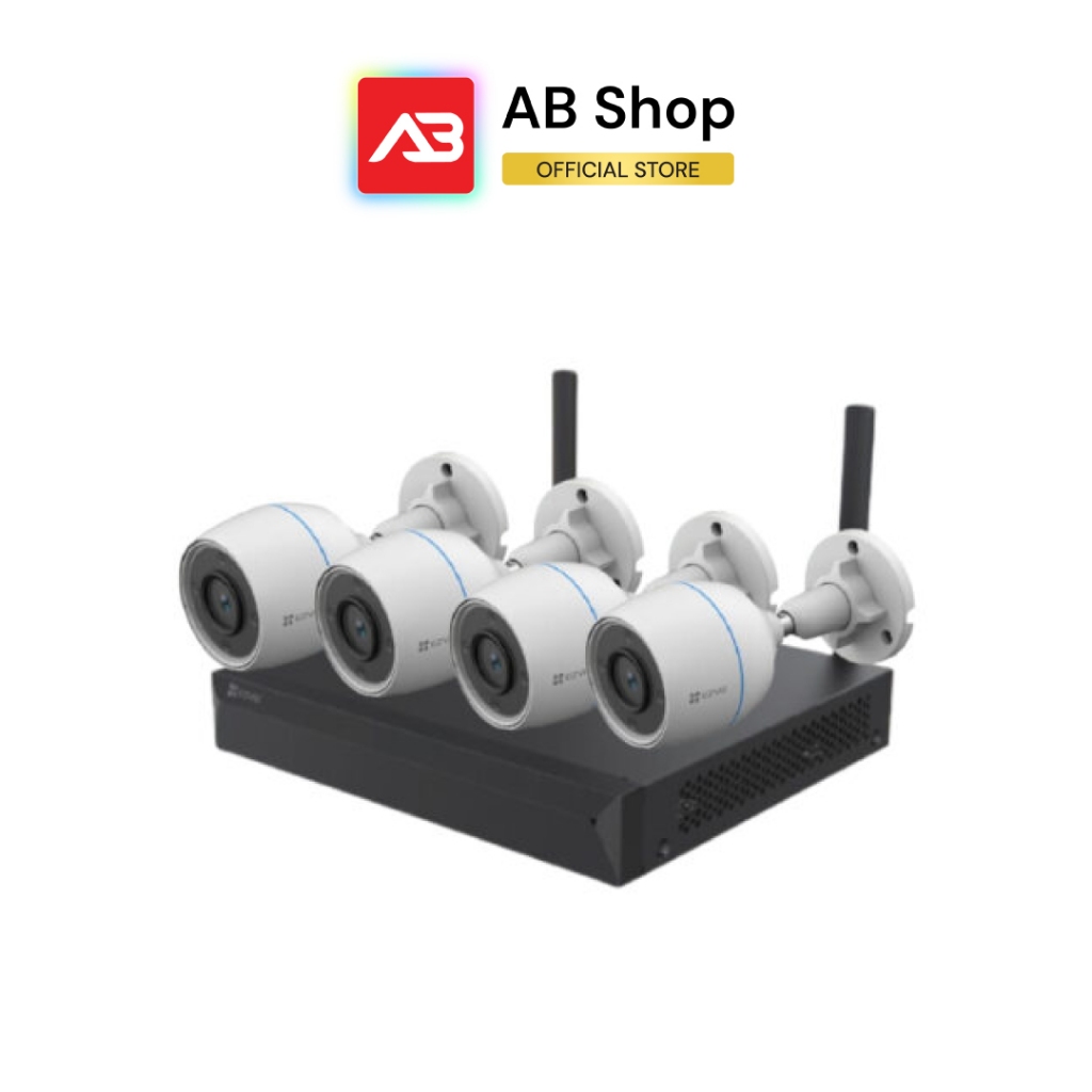 EZVIZ ชุดกล้องวงจรปิด WIFI 4 ตัว 2 ล้านพิกเซล รุ่น H3c Color (2MP) + CS-X5S-R100-8W (ภาพสี 24 ชั่วโม