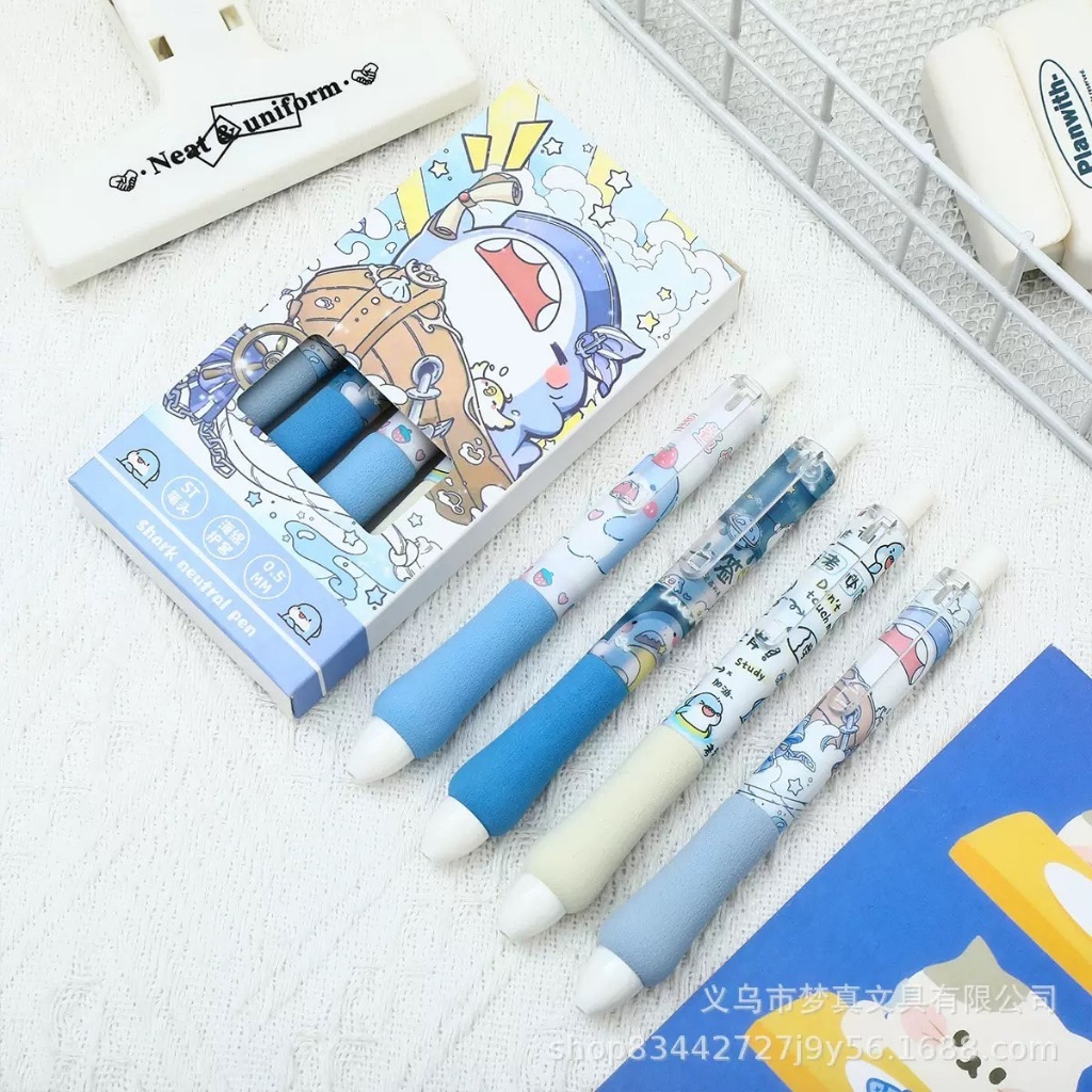 ปากกาเจลด้ามจับแบบมีฟองน้ำ สบายไม่เจ็บมือ สีฟ้าอ่อนสวยๆ ปากกาลุกลื่น