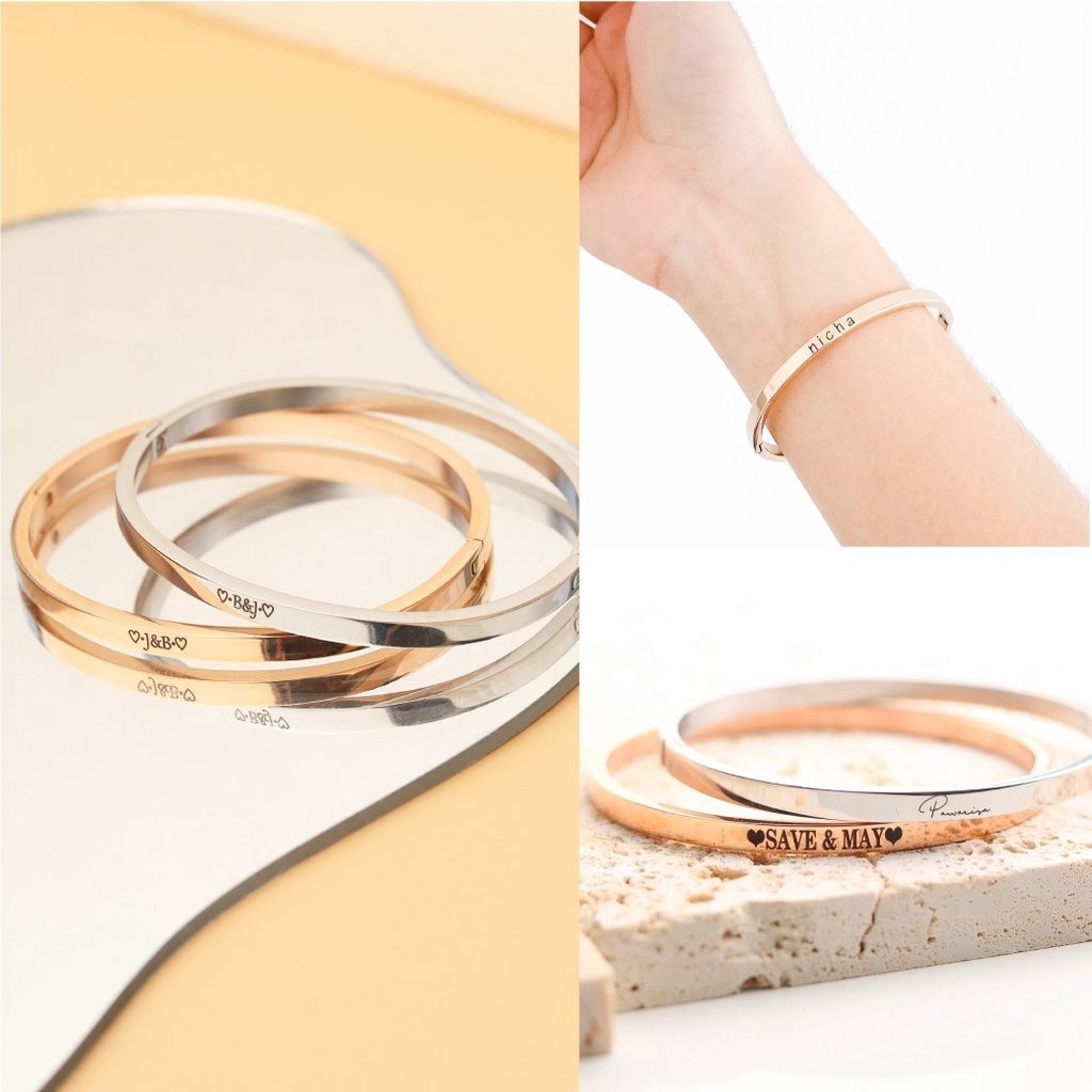 G.NIGHTDAY -  AVA bracelet กำไลสลักชื่อ ได้ สีเงิน สีทอง สีโรสโกล์ด พร้อมส่ง