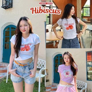 Jarikashop - เสื้อยืดลาย Hibiscus (ชบา) ( งานป้าย.. Jarika ) ( จ216 )