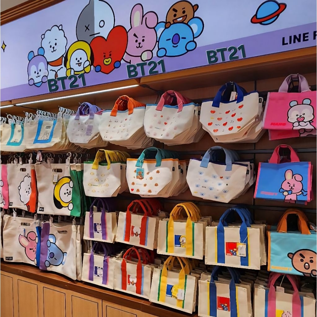 Miniso กระเป๋าผ้าBT21 ขนาด43*38ซม.ใส่ของได้เยอะ ลิขสิทธิ์แท้