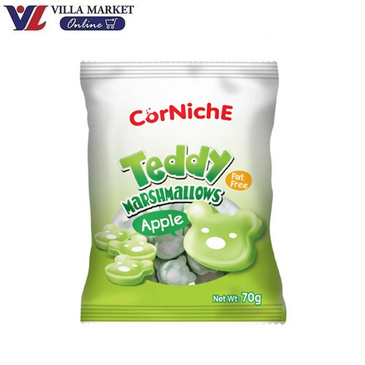 (1แถม1 ถึง 21กรกฎาคม)  Corniche Apple Teddy Marshmallows 70g กลิ่นหอมและรสชาติแอปเปิลเขียวอมเปรี้ยว