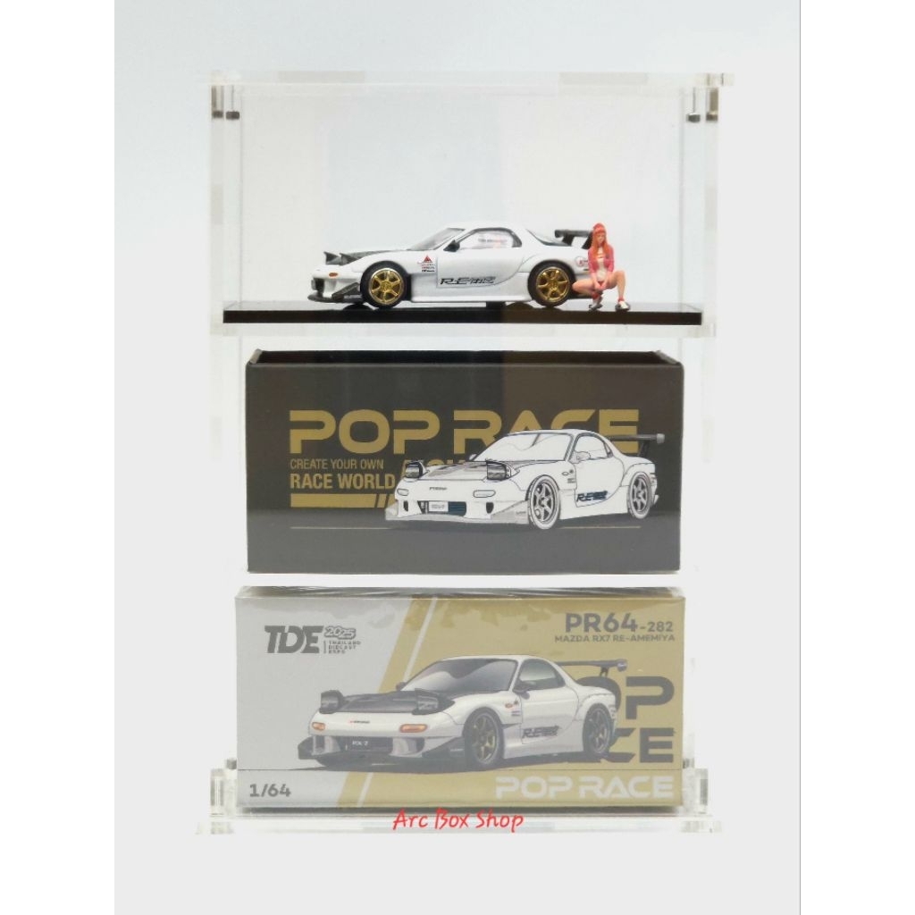 กล่องอะคริลิคโชว์รถ 1/64 Mini GT / Pop Race พร้อมกล่องแบบ  2 ชั้น (ไม่รวมรถ)