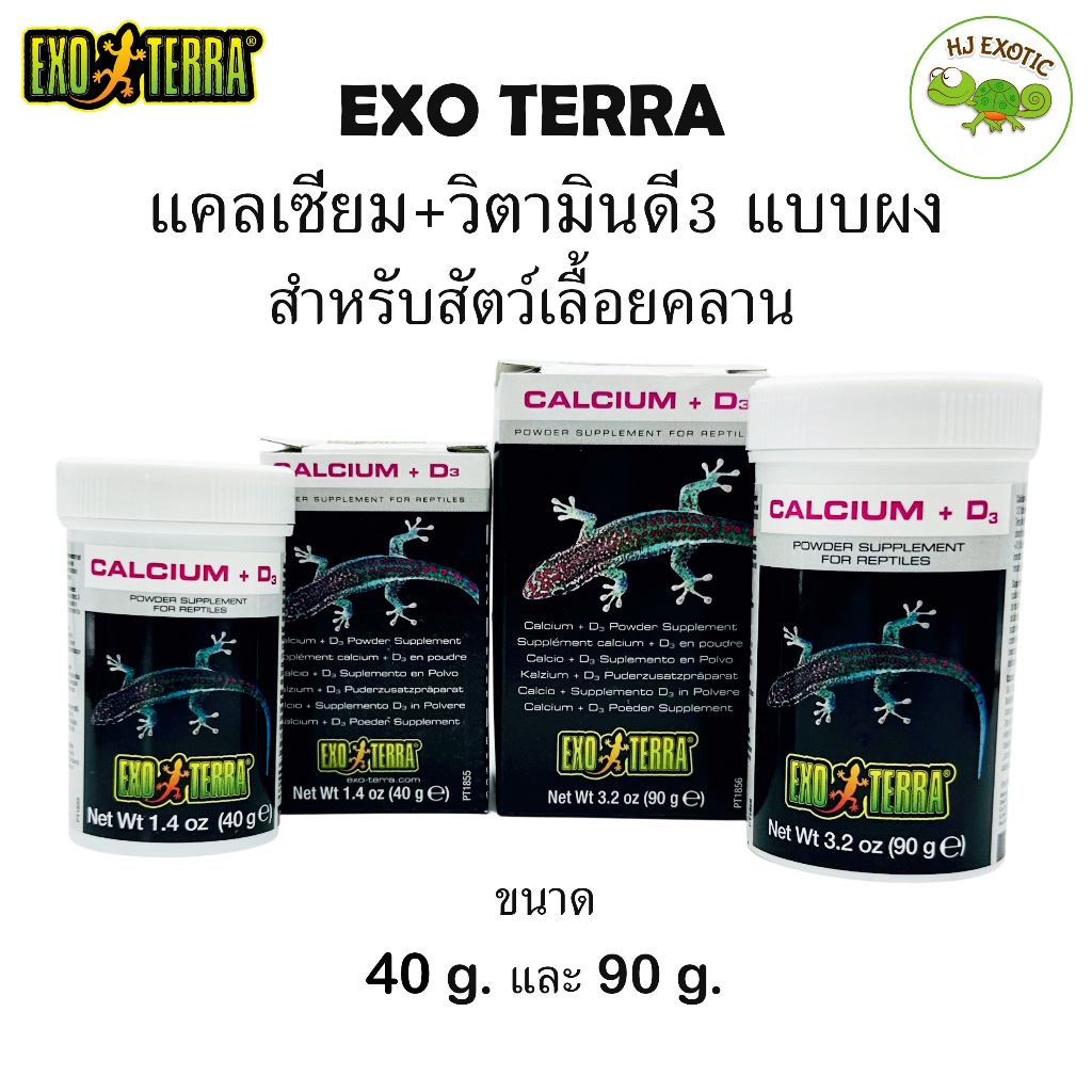 Exo Terra Calcium + D3 Powder Supplement แคลเซียมชนิดผง ผสมวิตามิน D3 แคลเซียมสัตว์เลื้อยคลาน