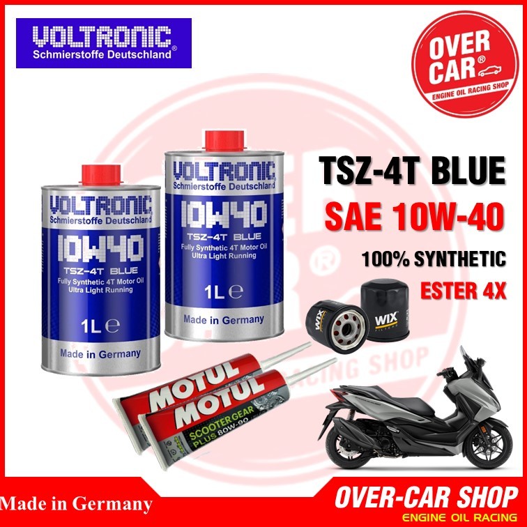 เซตน้ำมันเครื่อง VOLTRONIC 10W40 TSZ-4T ขนาด 1L. Fully Synthetic Ester สังเคราะห์แท้ สำหรับ Forza