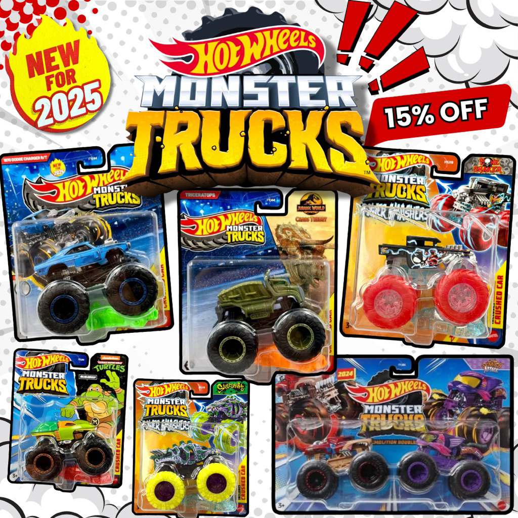 Hotwheels Monster Trucks | รถเหล็กฮอทวีล มอนสเตอร์ทรัคส์ รถบิ๊กฟุต ล้อยาง สเกล 1