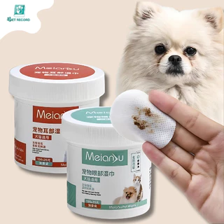 Pet Record แผ่นเช็ดสุนัขและแมว ที่เช็ดตาแมว ตา หู แบบอ่อนโยน สำหรับแมวและสุนัข ทิชชู่เปียกเช็ดคราบน้ำตา บรรจุ 130แผ่น