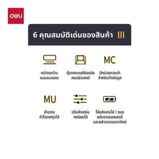 Deli เครื่องคิดเลขตั้งโต๊ะแสดงผล 12 หลัก ขนาดใหญ่ ปุ่มใหญ่ ฟังก์ชั่นครบ Calculator จำหน่าย 1 เครื่อง