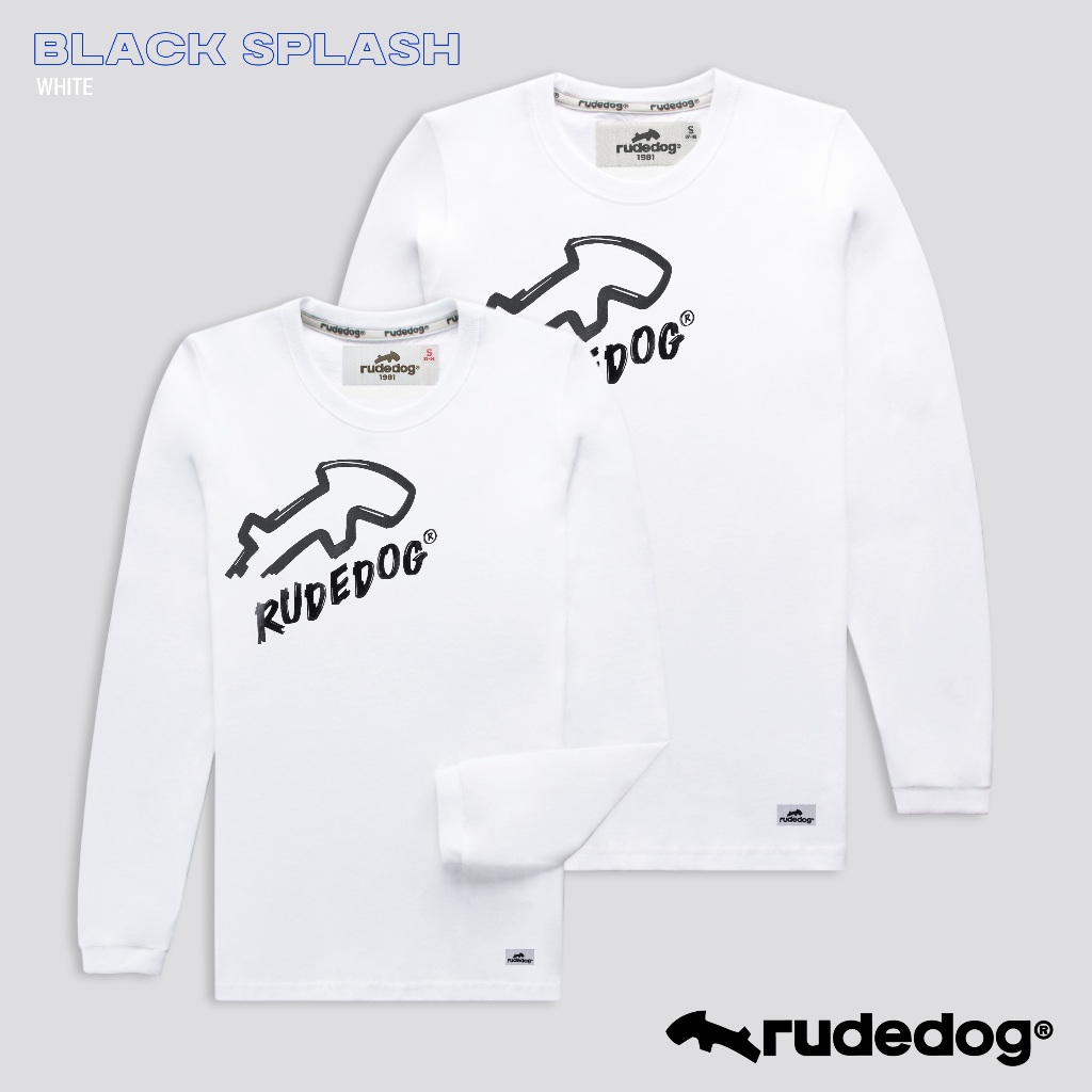 Rudedog เสื้อแขนยาว ชาย-หญิง สีขาว รุ่น Black splash (ราคาต่อตัว)