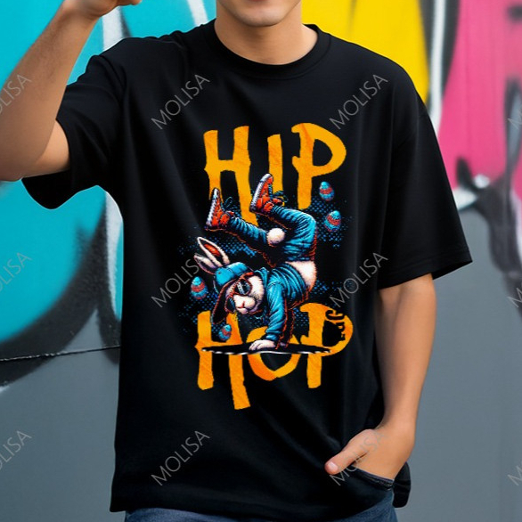 Molisa Hip Hop เสื้อยืดโอเวอร์ไซส์ Unisex Printed T shirt cotton100% เสื้อยืดแฟชั่น เสื้อยืด 69132#