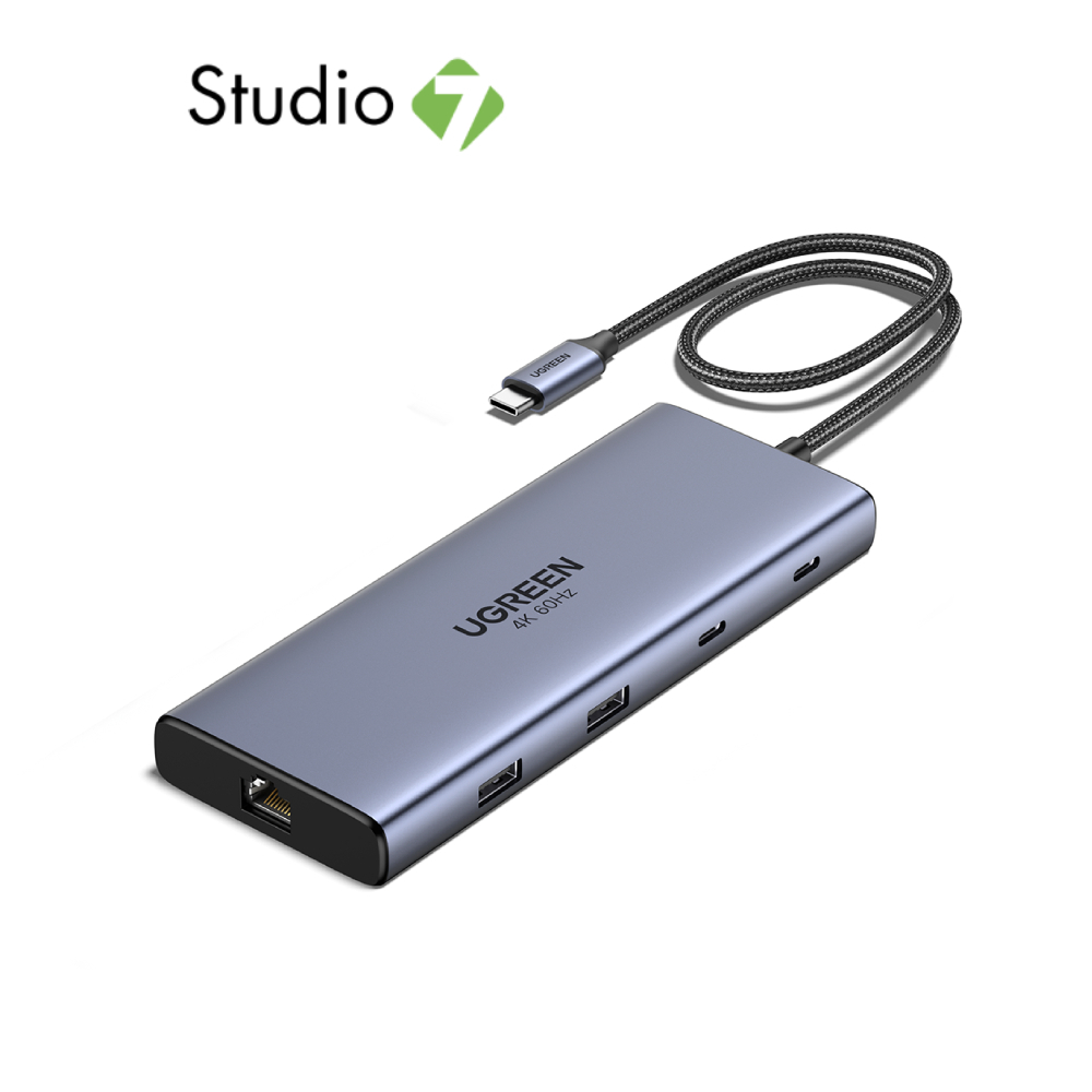 Ugreen Port Hub 10-in-1 USB-C to 2xHDMI/2xUSB-A 3.2/2x USB-C/USB-A 3.0/SD/TF+RJ45+PD 45380 Gray by S