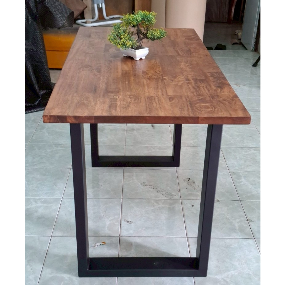 MPT2Wood-Steel โต๊ะล๊อฟท์ วางคอม ทำโต๊ะทำงาน กินข้าว Table DIY ไม้จริงประสานสีวอลนัท ขาเหล็กแข็งแรง กันสนิม มีหลายขนาด