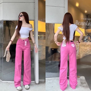SuntreeJeans กางเกงยีนส์ เอวสูง ผ้าสี ขากระบอก [G-MN]