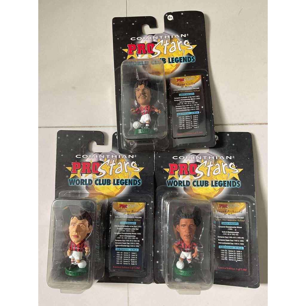 โมเดลนักฟุตบอล เอซีมิลาน3ทหารเสือโปรสตาร์ Van basten/Ruud Gullit/Frank Rijkaard Prostars Ac milan 3ช