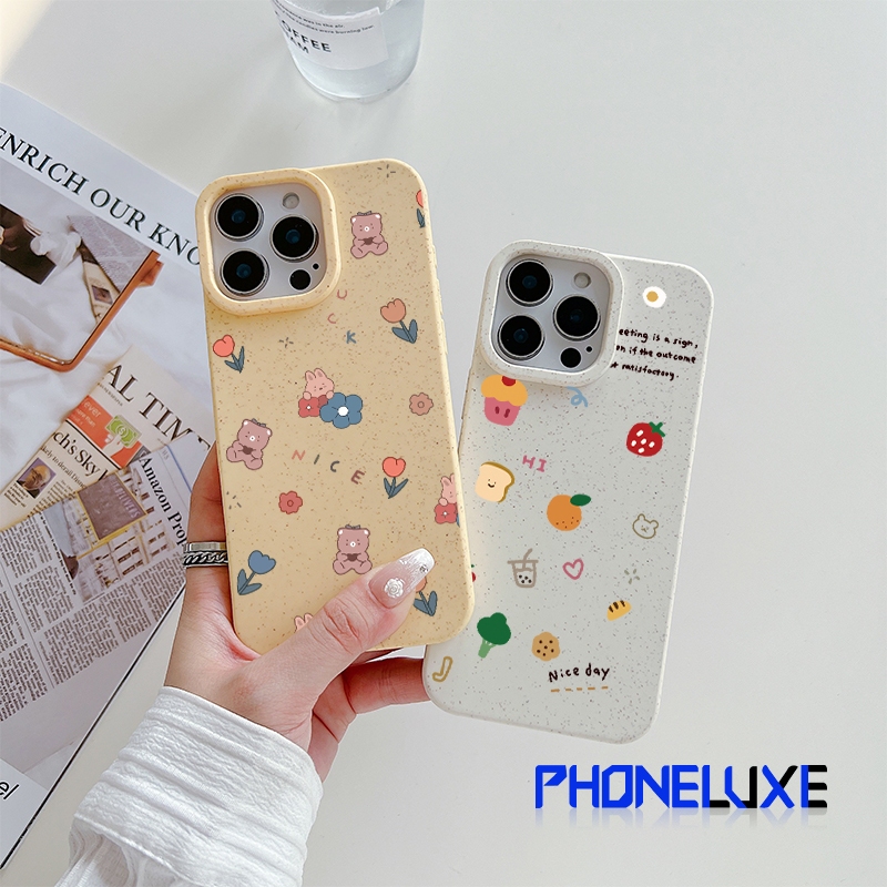 ภาพประกอบการ์ตูนน่ารักเปลือกย่อยสลายได้นุ่ม iPhone11 15 14 13 12 16 Pro MAX 15 XR X
