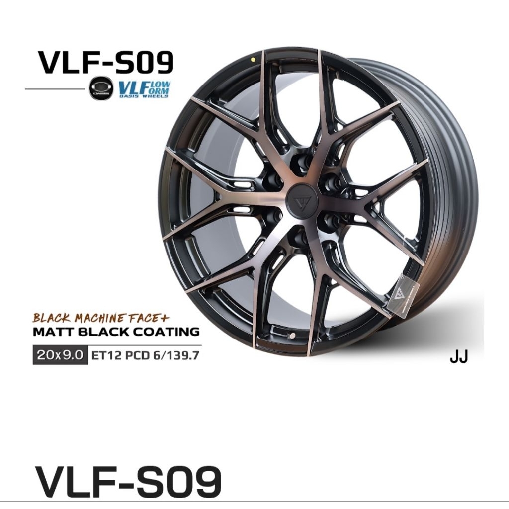 ล้อแม็กซ์ล้อเบาFlowFroming Oasis VLF S09 ขอบ 20กว้าง9.0 ET12 PCD 6รู139.7 สี matt Black  coating สวย
