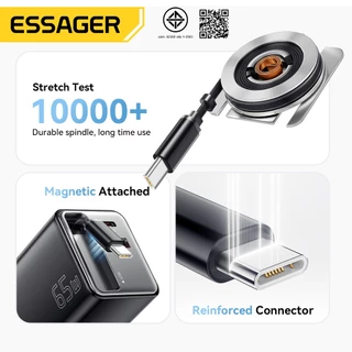 Essager เครื่องชาร์จ USB Type C 65W พร้อมสายเคเบิล อะแดปเตอร์ชาร์จเร็ว USB C สำหรับโทรศัพท์ แล็ปท็อป GAN SOC