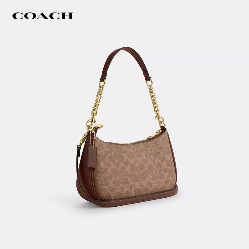 Coach CV933 Teri Shoulder Bag In Signature Canvas (IMXHE) กระเป๋าสะพายผู้หญิง สี Im/Tan/Brown