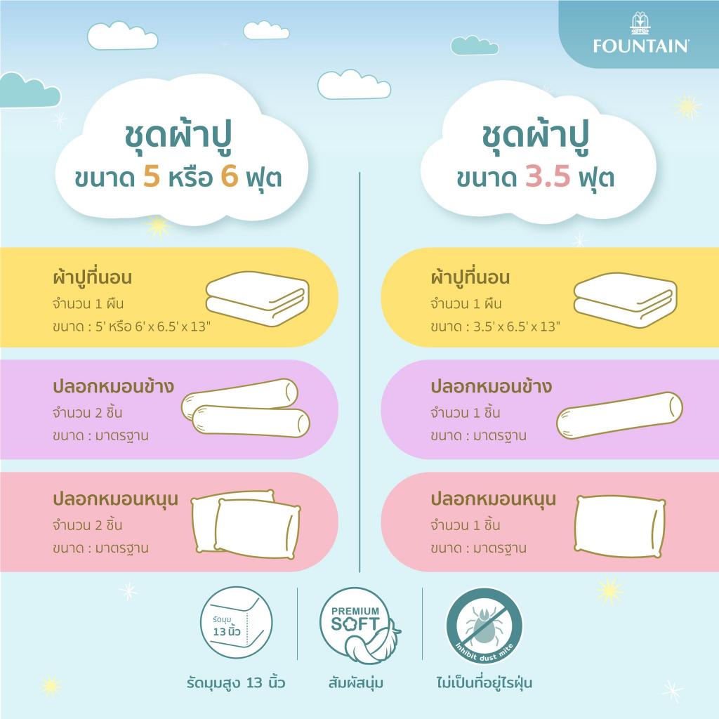 Fountain ฟาวน์เทน ผ้าปูที่ขนาด 3.5 5 6 ฟุต รูปที่ 4