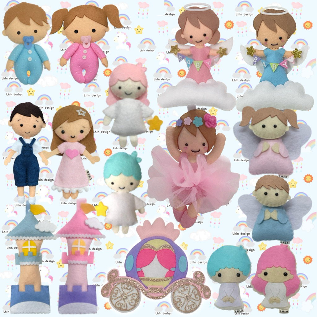 setผู้หญิง ผู้ชาย   ตุ๊กตาผ้า พวงกุญแจ Handmade