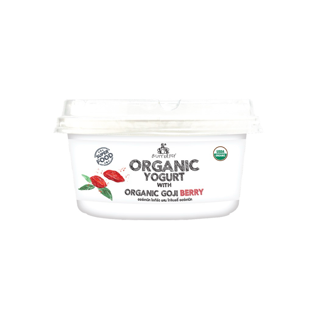 Butterfly Organic Yogurt บัตเตอร์ฟลายออแกนิคโยเกิร์ตโกจิเบอร์รี่ 100ก.