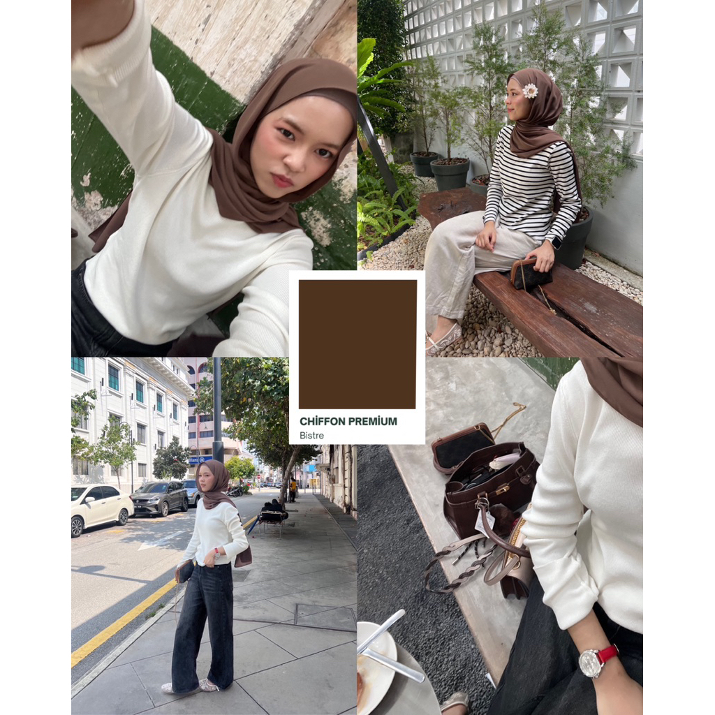 shawl chiffon premium สี Bistre