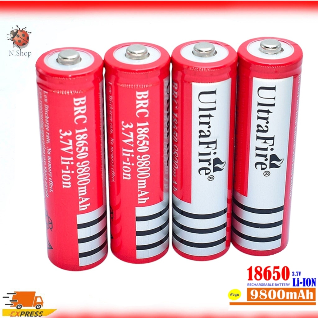 18650 ถ่านชาร์จ Li-ion 3.7 - 4.2V. 9800 mAh( หัวนูน )