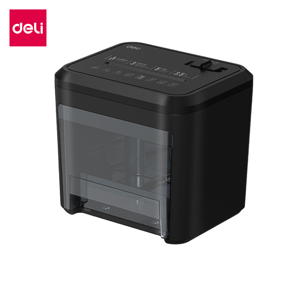 Deli เครื่องทำลายเอกสาร 3.5 ลิตร ทำลายกระดาษพกพา ย่อยกระดาษ ทำลายเร็ว ประหยัดพื้นที่ Paper Shredder