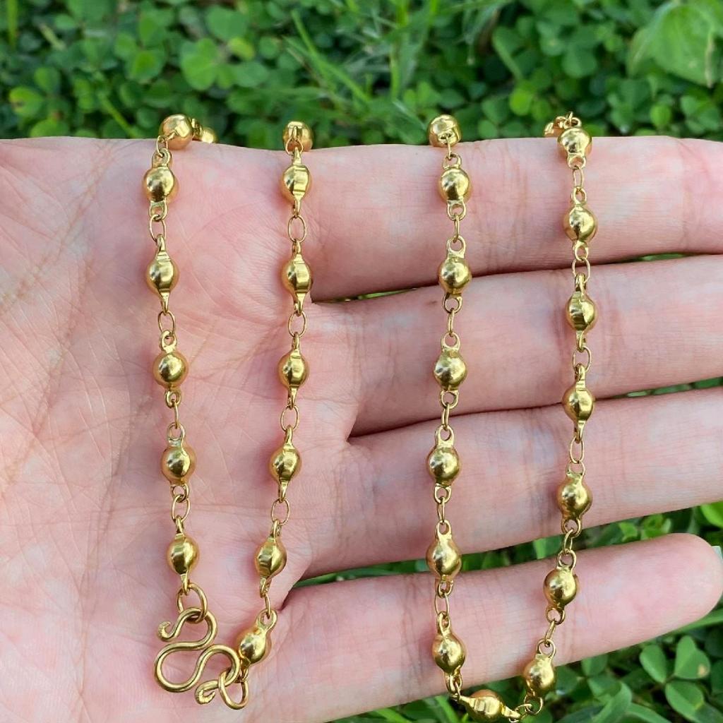 สร้อยสแตนเลสเลเซอร์แท้ 22k  ลายเม็ดกลมทอง มี 4 ขนาด 3 สีให้เลือก ไม่ดำ ไม่เป็นสนิม