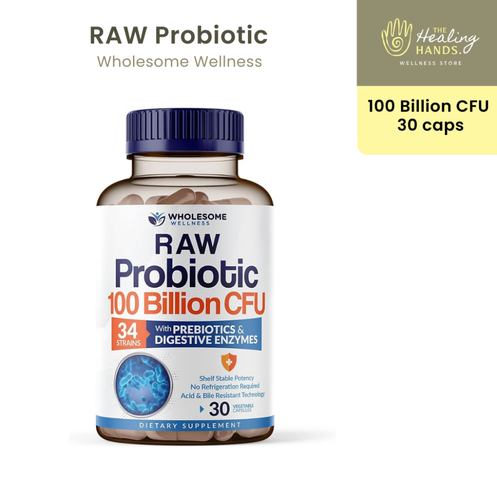 RAW Probiotic (100 Billion CFU - 30 capsules) by Wholesome Wellness โพรไบโอติกส์