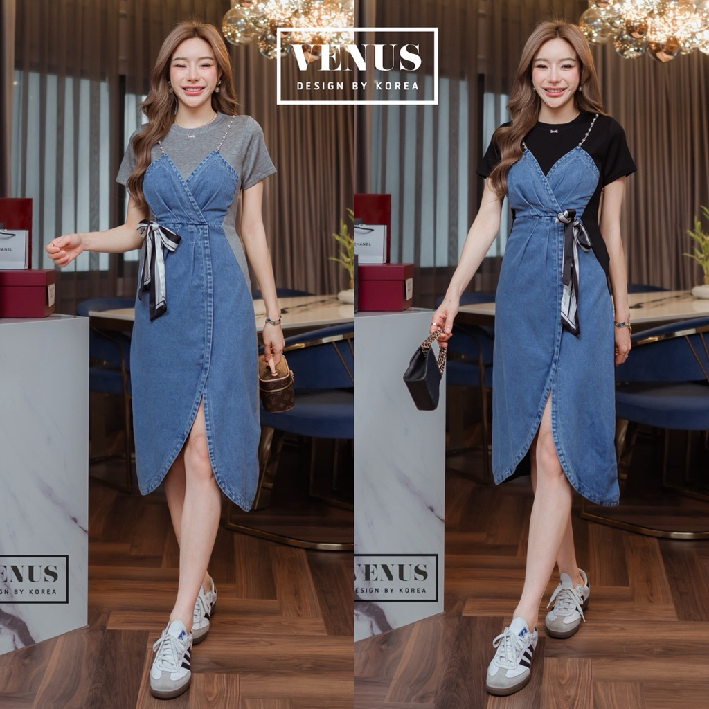 🌈🌿🌸🌺🌼💙🖤🩶🇰🇷 Jeans Patch Cotton SGL &GP Fabric Maxi Dress