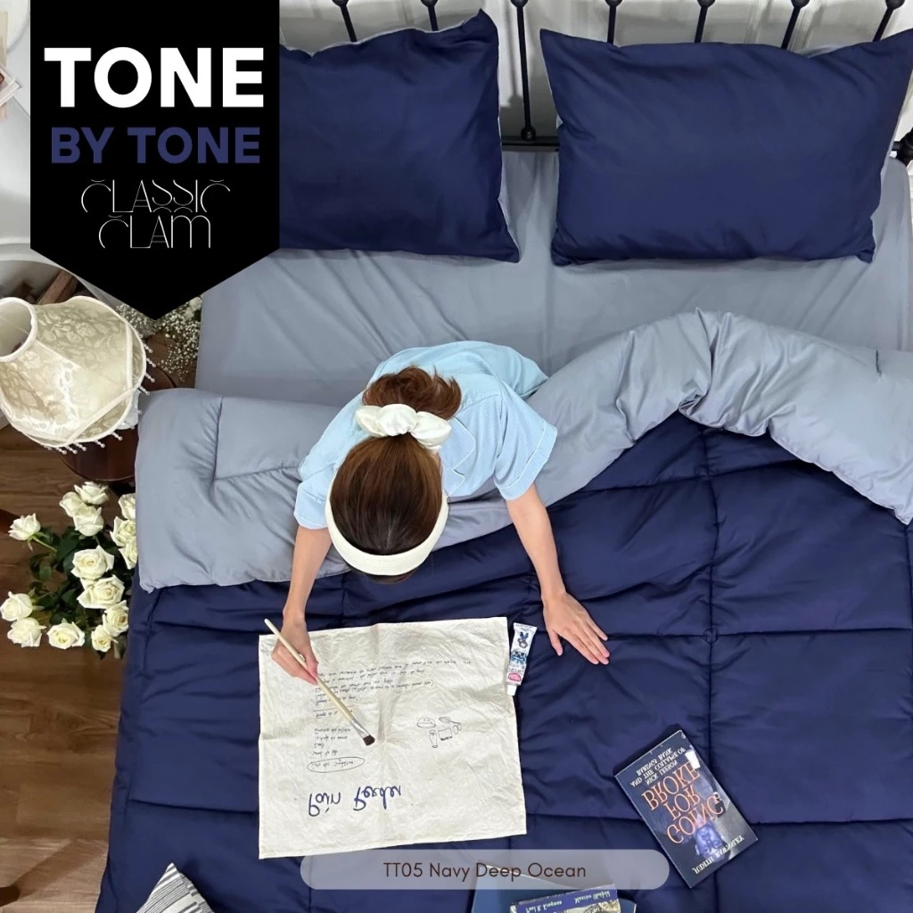 ชุดผ้าปูที่นอนสีพื้น (Premium) เรียบหรู รุ่น Tone by Tone Classic Clam Series New collection ครบเซ็ท 6 ชิ้น thumbnail 6