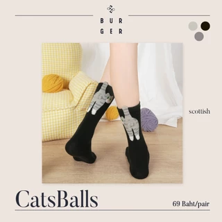 CatsBalls ถุงเท้าแฟชั่นครึ่งแข้ง ลายไข่น้อนแมว 3 แบบ น่ารัก ราคาถูก คุณภาพดี