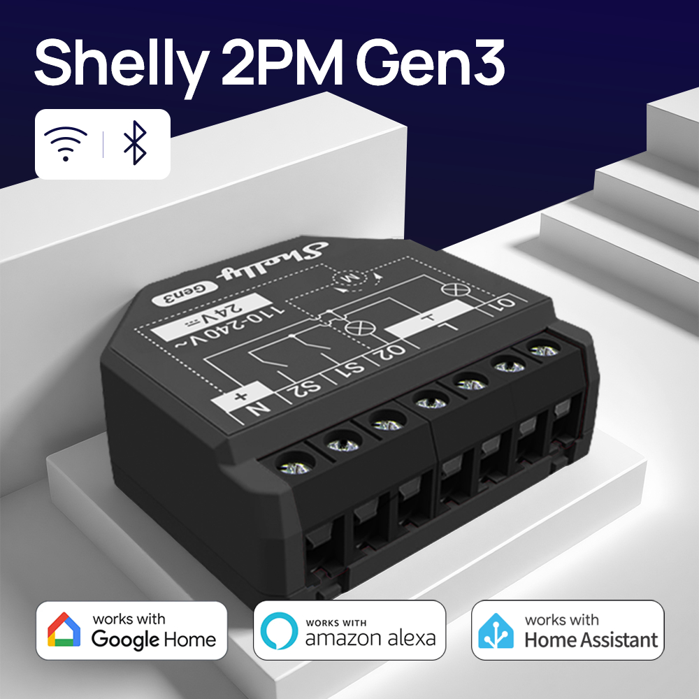 Shelly 2PM Gen3 สวิตช์อัจฉริยะ รองรับ Wi-Fi ควบคุมได้ 2 ช่อง กระแสรวม 16A พร้อมระบบตรวจวัดพลังงาน ใช้งานร่วมกับระบบบ้านอ