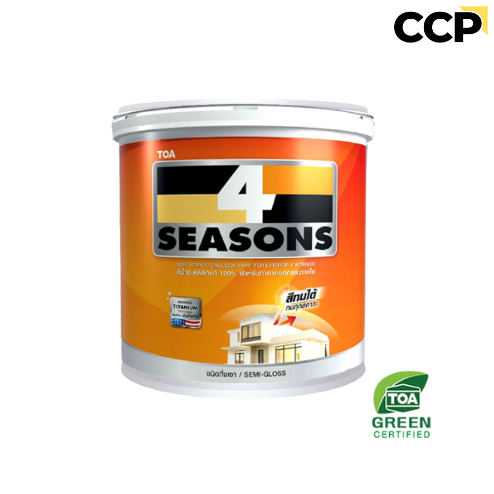 สี TOA โฟร์ซีซั่นส์ สีขาว ทาภายในและภายนอก ชนิดกึ่งเงา ขนาด 3.785 ลิตร TOA 4 Season AG1000 สีน้ำอะคร
