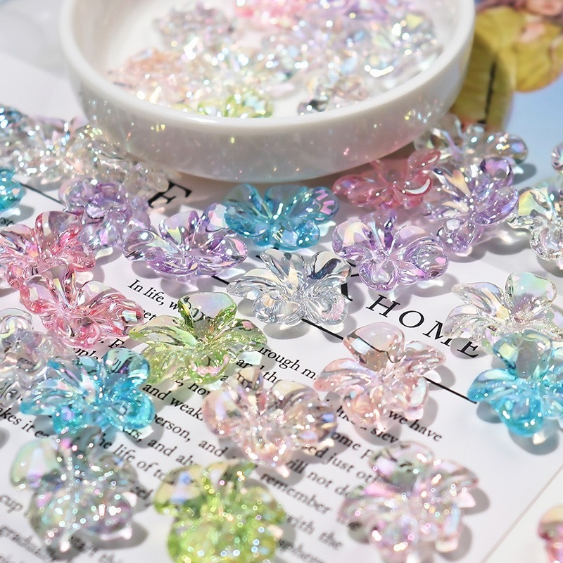 ลูกปัด ดอกไม้ 5กลีบ เรืองแสง เป็นดอกไม้ทีมีสันสันสวยมากคะ อุปกรณ์เสริมงานฝีมือ diy เหมาะสมสำหรับขื้นชิ้นงานต่างๆ