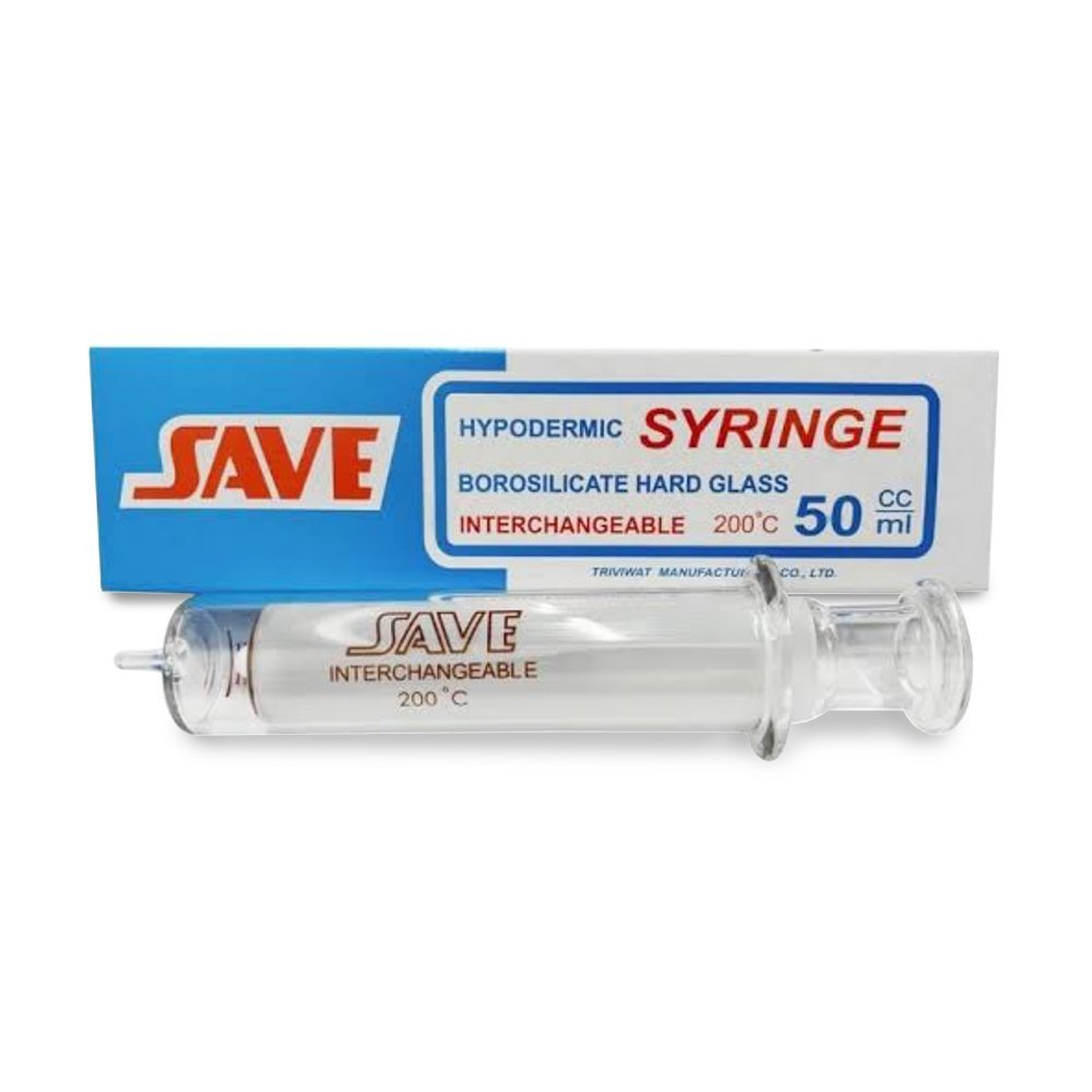 ไซริ้งค์แก้ว 50 ml (ให้อาหาร) syringe 50 ml syringe feed ใช้สำหรับให้อาหารผู้ป่วย ยี่ห้อ SAVE