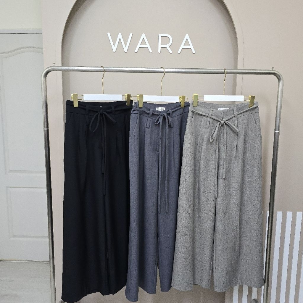 [ SN5 ] WARA  กางเกงขากระบอกยาว ผ้าสโนว มีเชือก
