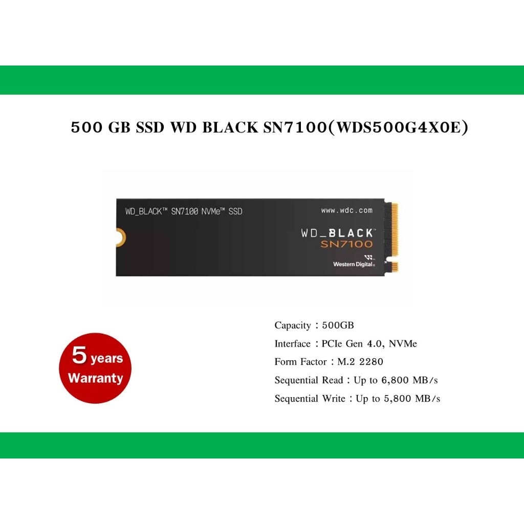 เอสเอสดี 500 GB SSD WD BLACK SN7100(WDS500G4X0E)