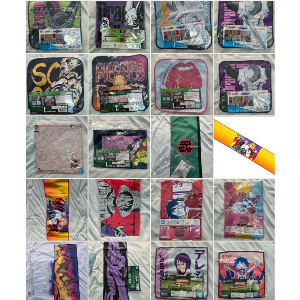 ผ้าเช็ดหน้า ของสะสม One Piece,Naruto,Dragon Ball,Anime,ดาบพิฆาตอสูร ของแท้ งานใหม่ในซอง