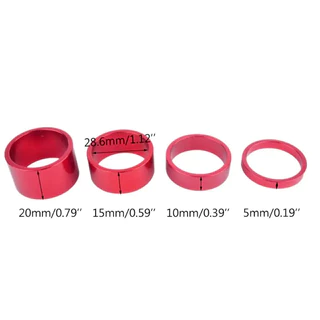 แหวนรองคอจักรยานอลูมิเนียม หลากสี กว้าง10mm./5mm.สําหรับขนาดซางโช๊ค 28.6 มม.1-1/8 "