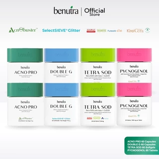 (วิตามินผิว 4 กระปุก) Benutra Acno Pro + TetraSOD Pro + Pycnogeonol + Double G