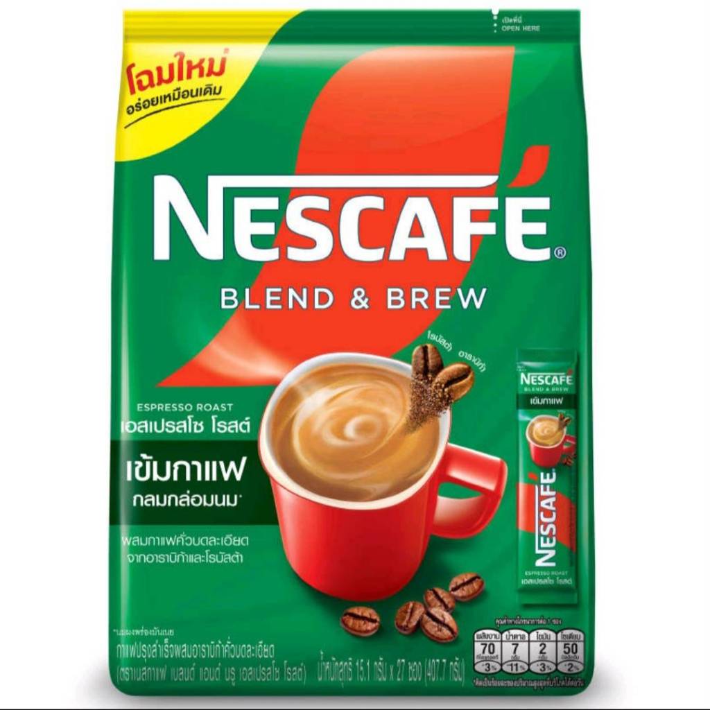 เอสเพรสโซ เนสกาแฟ เบลนด์ แอนด์ บรู กาแฟปรุงสำเร็จ 15.1 ก. 27 ซอง Nescafe blend and brew espresso