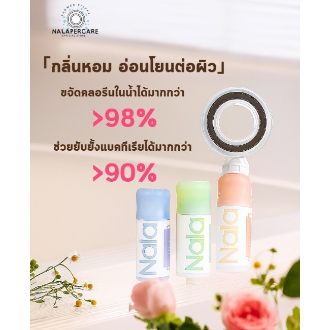 Nalapercare ฝักบัว นาระซัมเมอร์ ฝักบัวหัวกรองน้ำหอม ผลิตจากเกาหลี นุ่มนวลต่อผิว แรงดันน้ำสูง  กรองน้ำบริสุทธิ์
